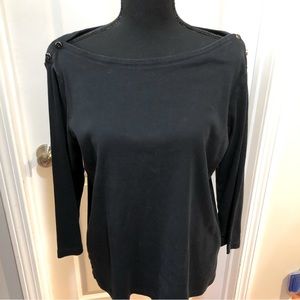 Lands’ End Black Tee, Size L